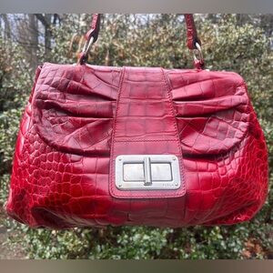 Furla Croc Embossed Shoulder Bag